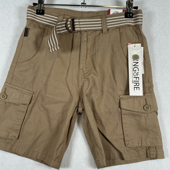 Ring of Fire Other - Ring‎ of Fire Belted Boys Cargo Shorts Size 10 Brown 100% Cotton NWT